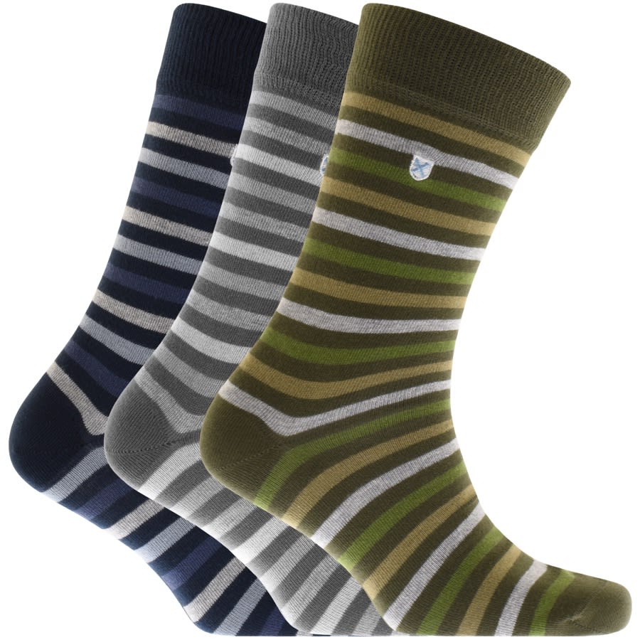 Alternative Image for ProductBarbour Triple Pack Stripe Socks Mix1